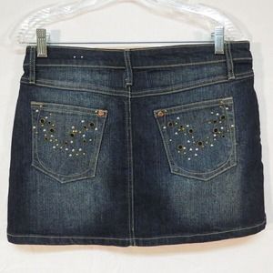 Southpole Denim Mini Skirt w Bling on Pockets Size 9